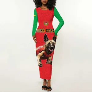 Custom Guinea-Bissau Football Long Sleeve Bodycon Dress Go Djurtus Go LT15