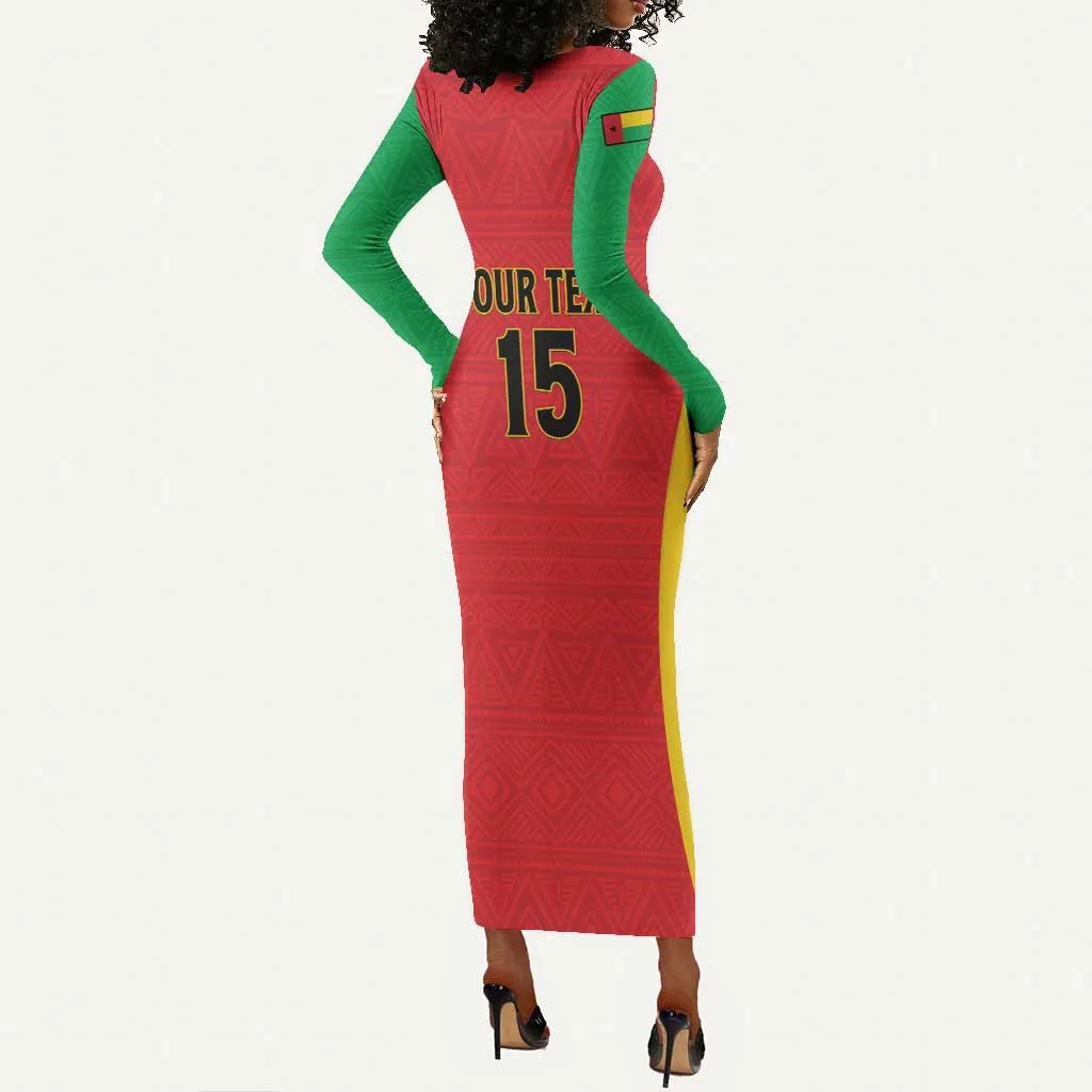Custom Guinea-Bissau Football Long Sleeve Bodycon Dress Go Djurtus Go LT15