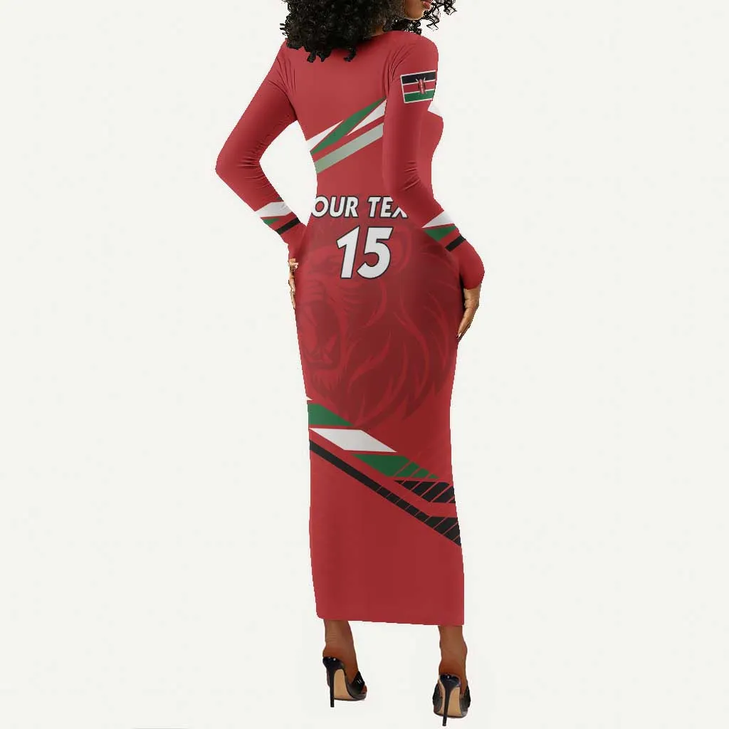 Custom Kenya Volleyball Long Sleeve Bodycon Dress Go Champions LT15