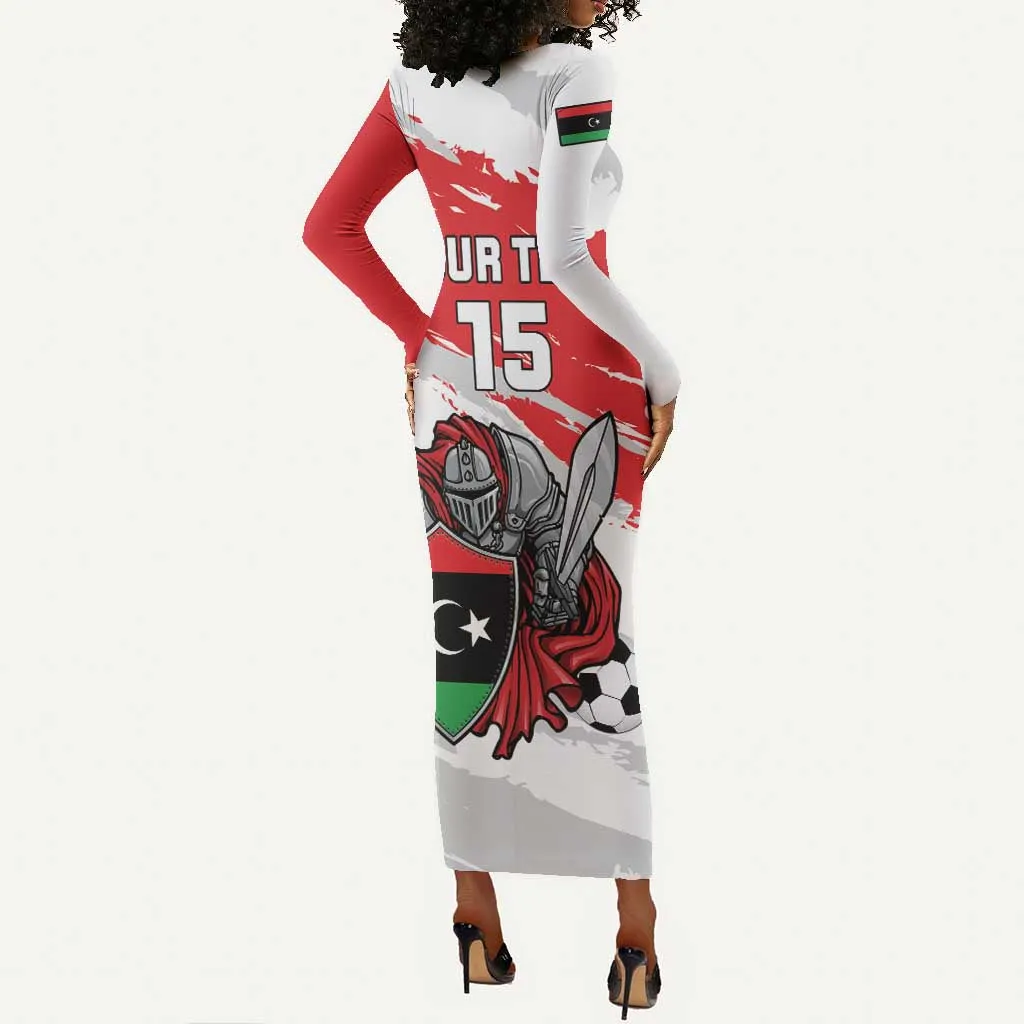 Custom Libya Football Long Sleeve Bodycon Dress Forza Fursan Al-Mutawasit LT15