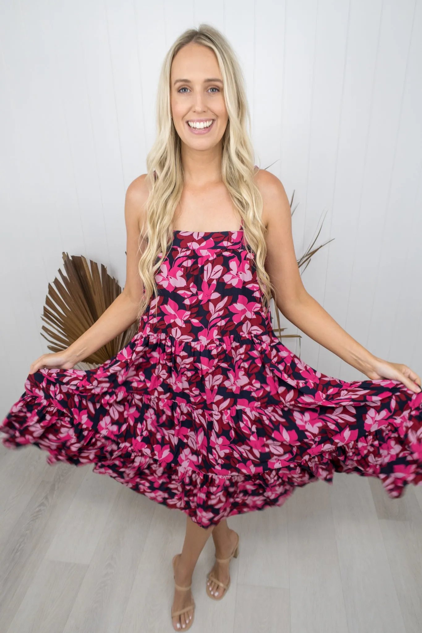 Cyprus Dress- Red/Magenta/navy