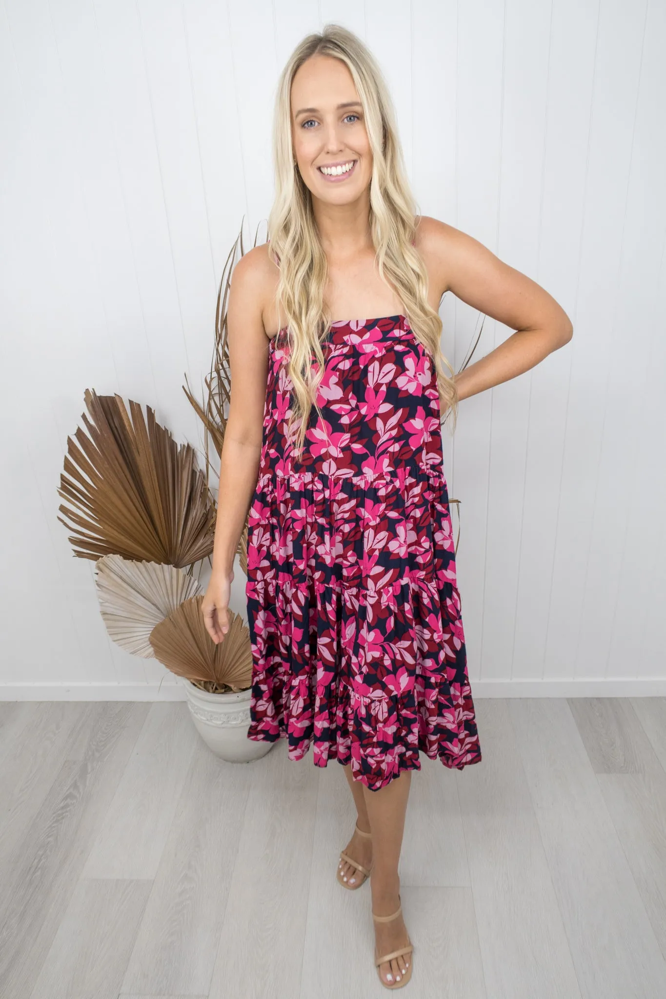 Cyprus Dress- Red/Magenta/navy