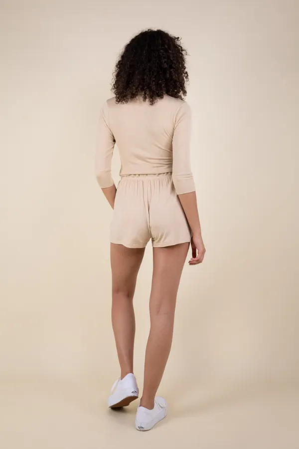 Daydream Ribbed Fitted Henley Top