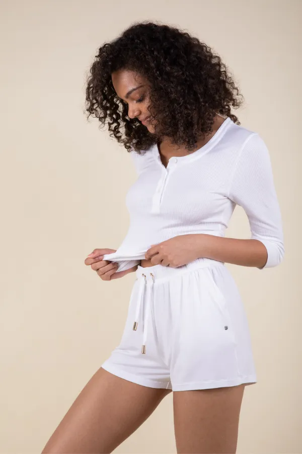 Daydream Ribbed Fitted Henley Top