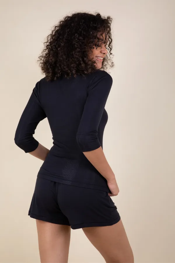 Daydream Ribbed Fitted Henley Top