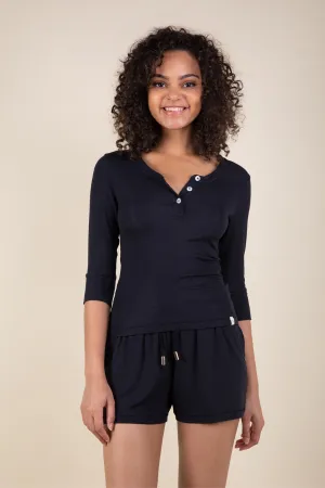 Daydream Ribbed Fitted Henley Top