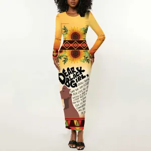 Dear Black Girl Long Sleeve Bodycon Dress African Pride Black Women DT04