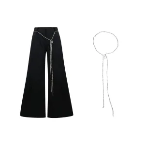 Deconstructed Flared Pants with Chain