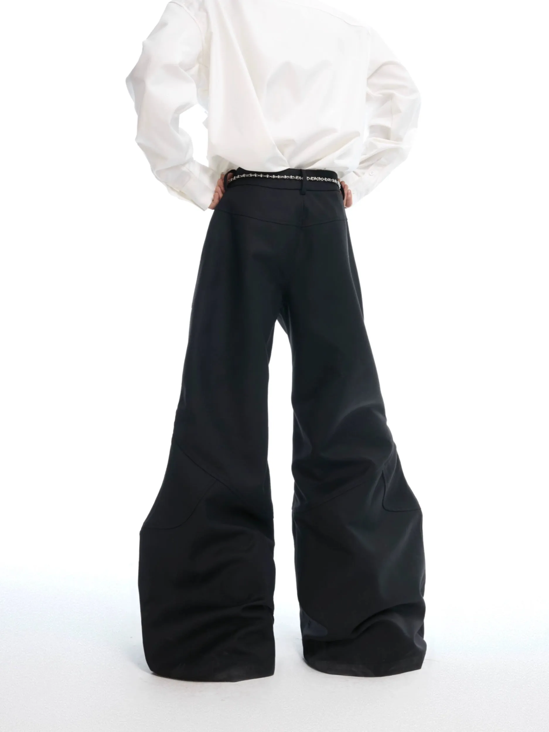 Deconstructed Flared Pants with Chain