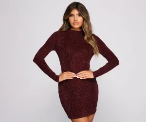 Diamond Lady Mock Charming Neck Mini Dress