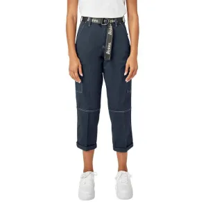 Dickies Women's Relaxed Fit Contrast Stitch Cropped Cargo Pants, Dark Navy, 29 Regular
