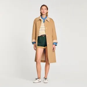 Diderot Trench Coat With Rhinestone Collar Camel