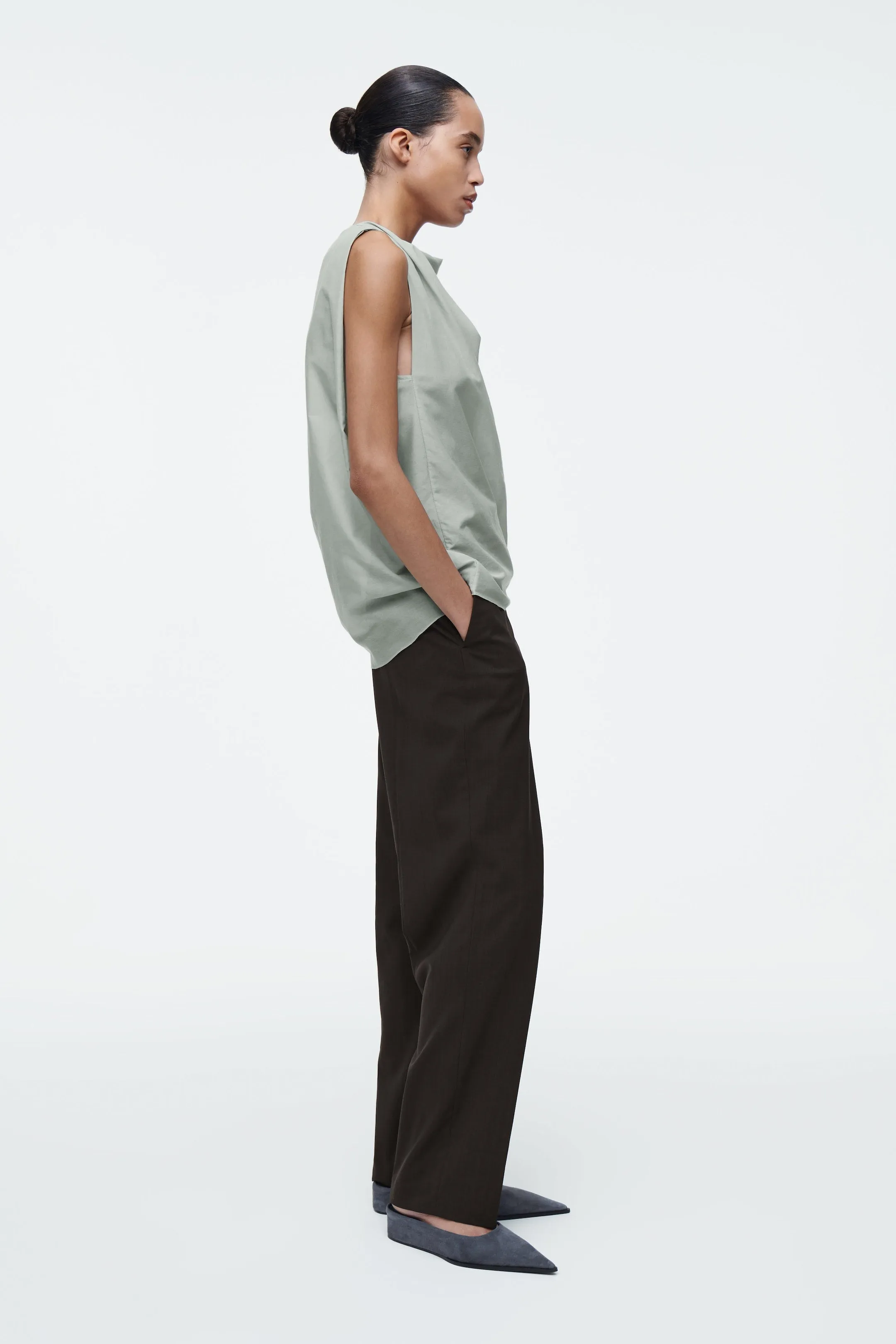 Draped Cotton-Silk Top