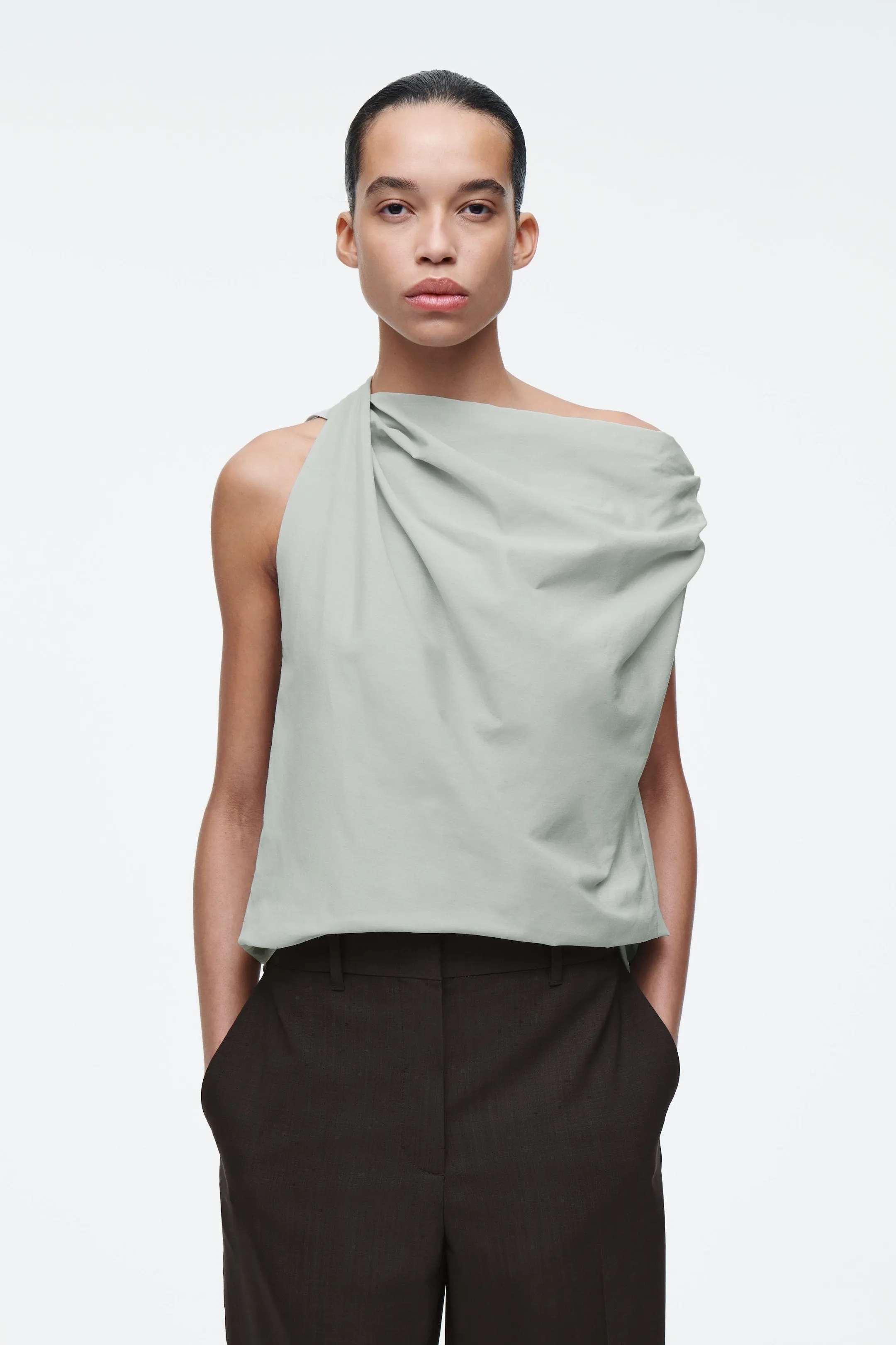 Draped Cotton-Silk Top