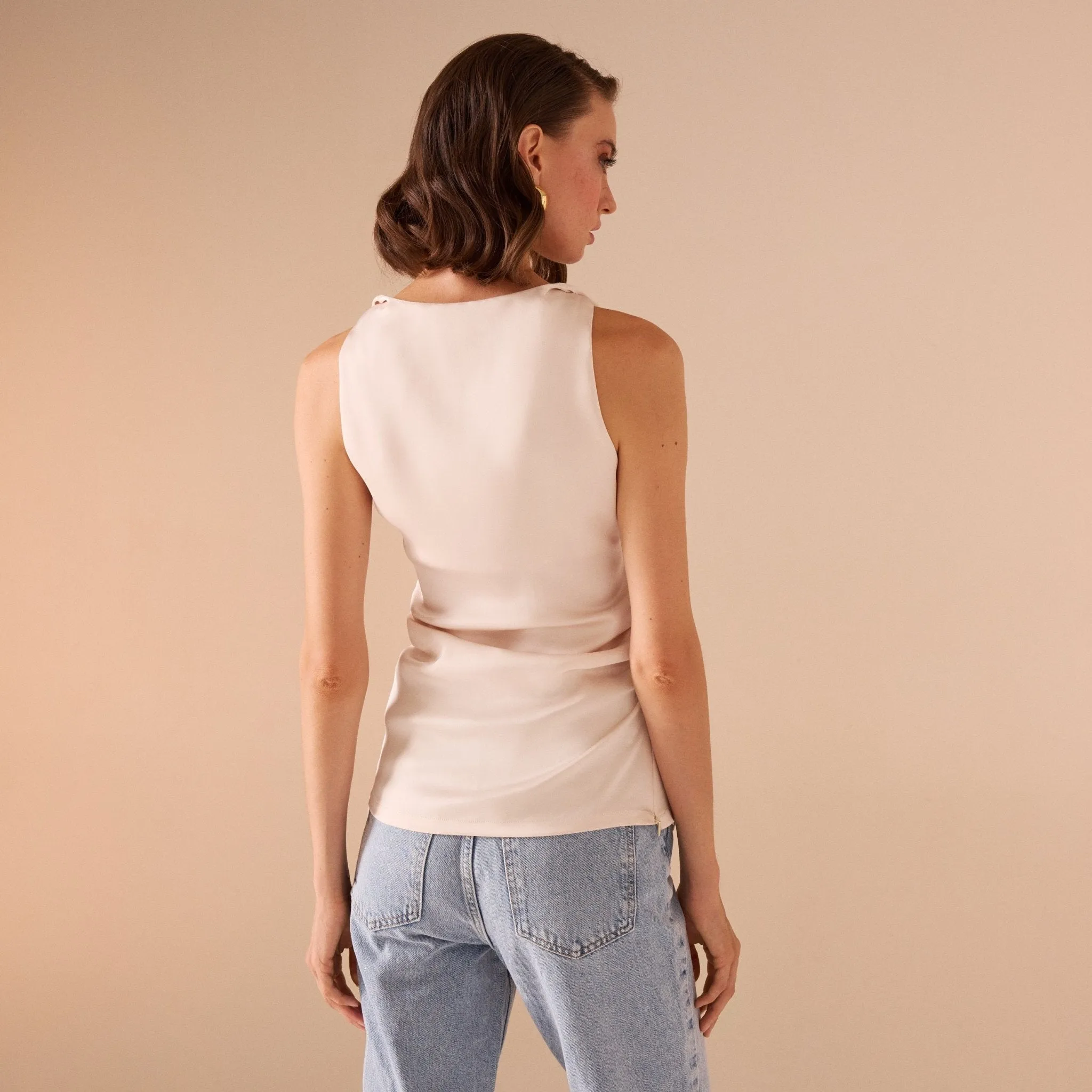 Draped Satin Effect Top