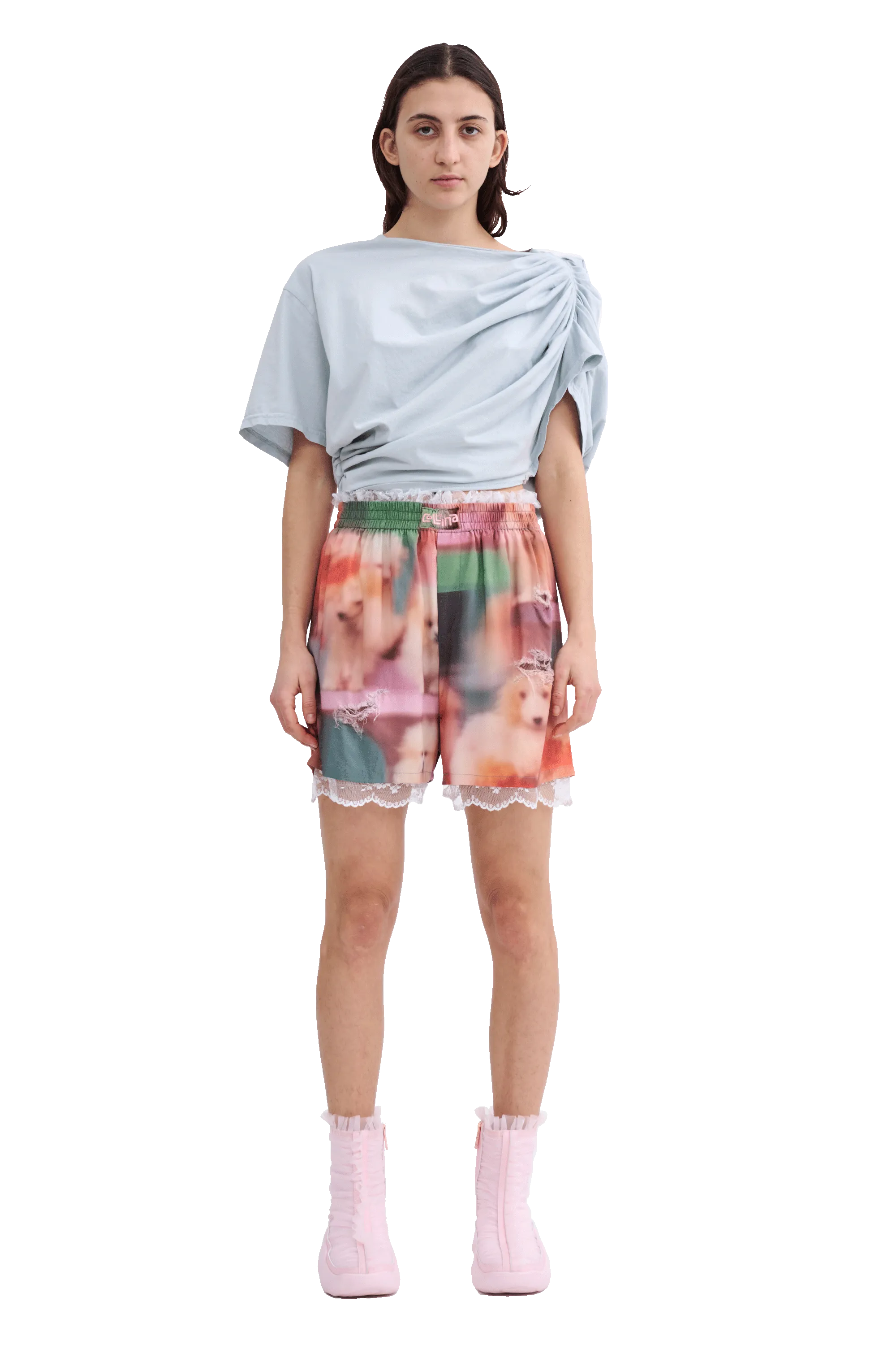 DUSTY BLUE EVA DRAPED TEE