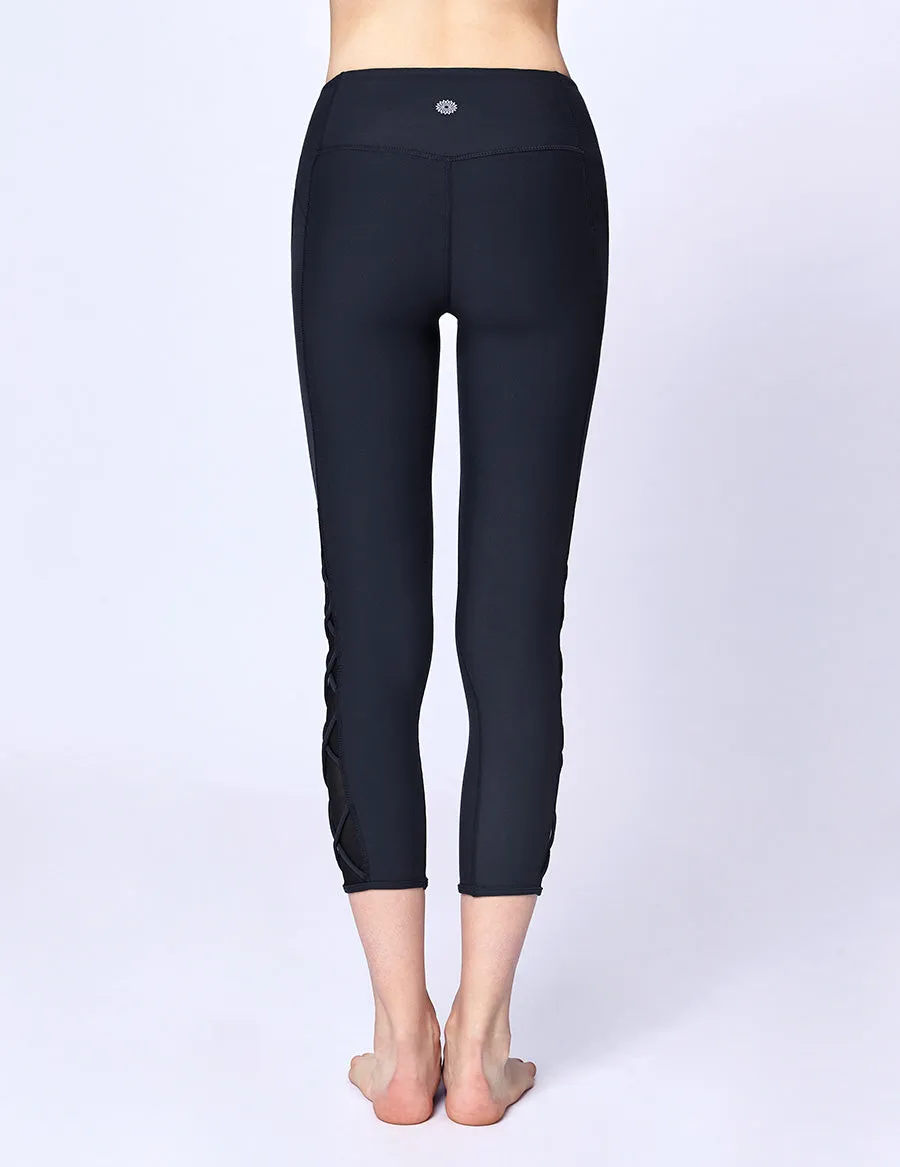 easyoga LA-VEDA Ethereal Lattice Cropped Pants - B04 Navy