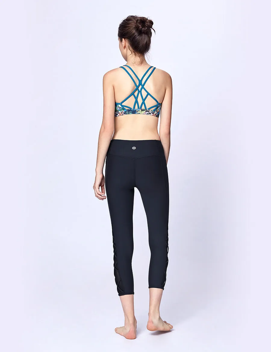 easyoga LA-VEDA Ethereal Lattice Cropped Pants - B04 Navy