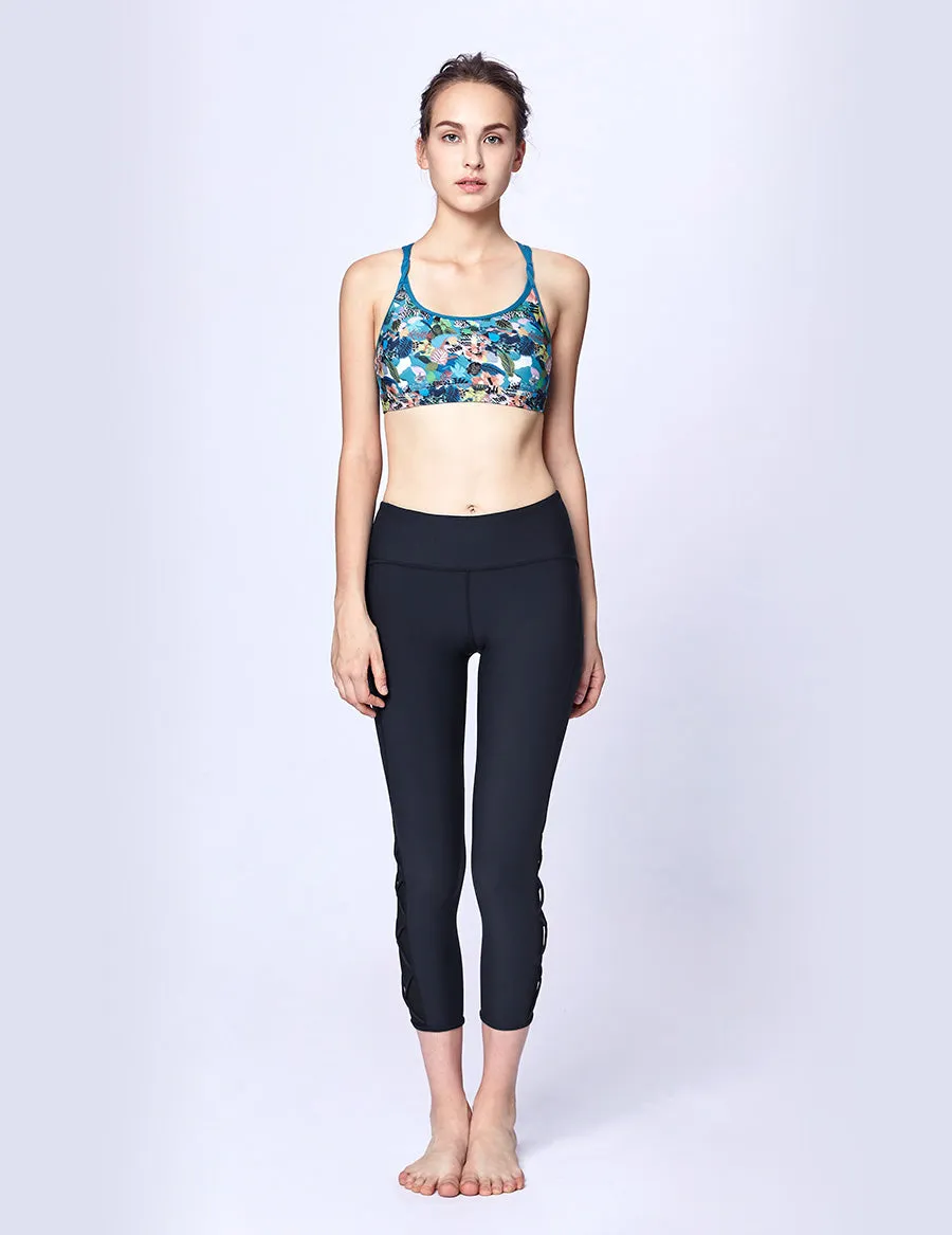 easyoga LA-VEDA Ethereal Lattice Cropped Pants - B04 Navy