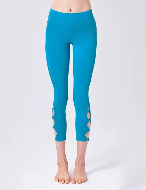 easyoga LA-VEDA Mesh to Riffle Cropped Pants - B27 Caribbean Blue