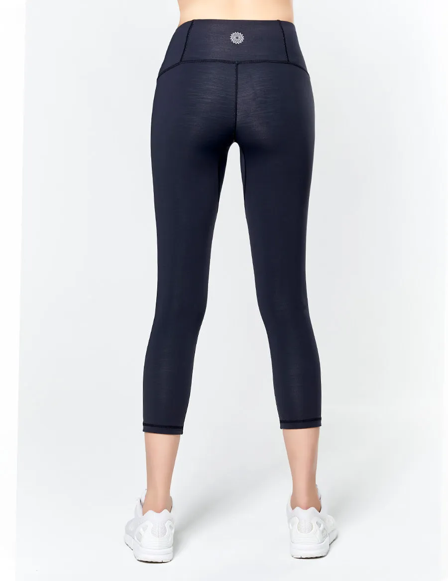 easyoga LESPIRO Strike Out Cropped Tights - X13 Black/Mint Stripe