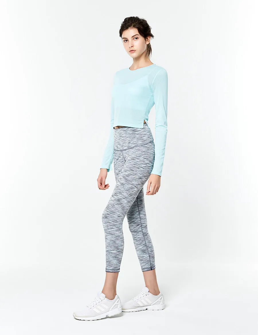 easyoga LESPIRO Strike Out Cropped Tights - X13 Black/Mint Stripe