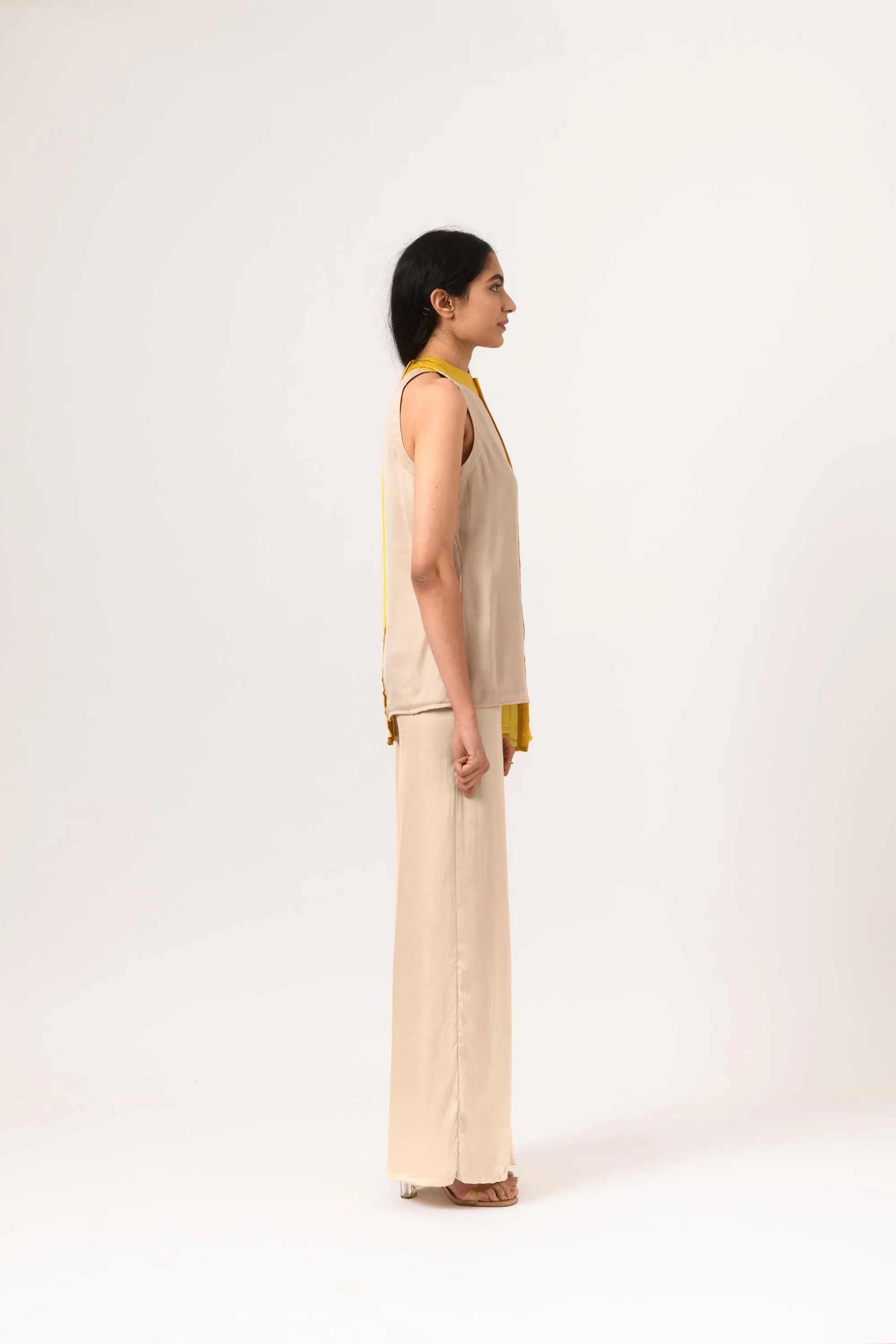 Ecru Yellow Halter Neck Blouse