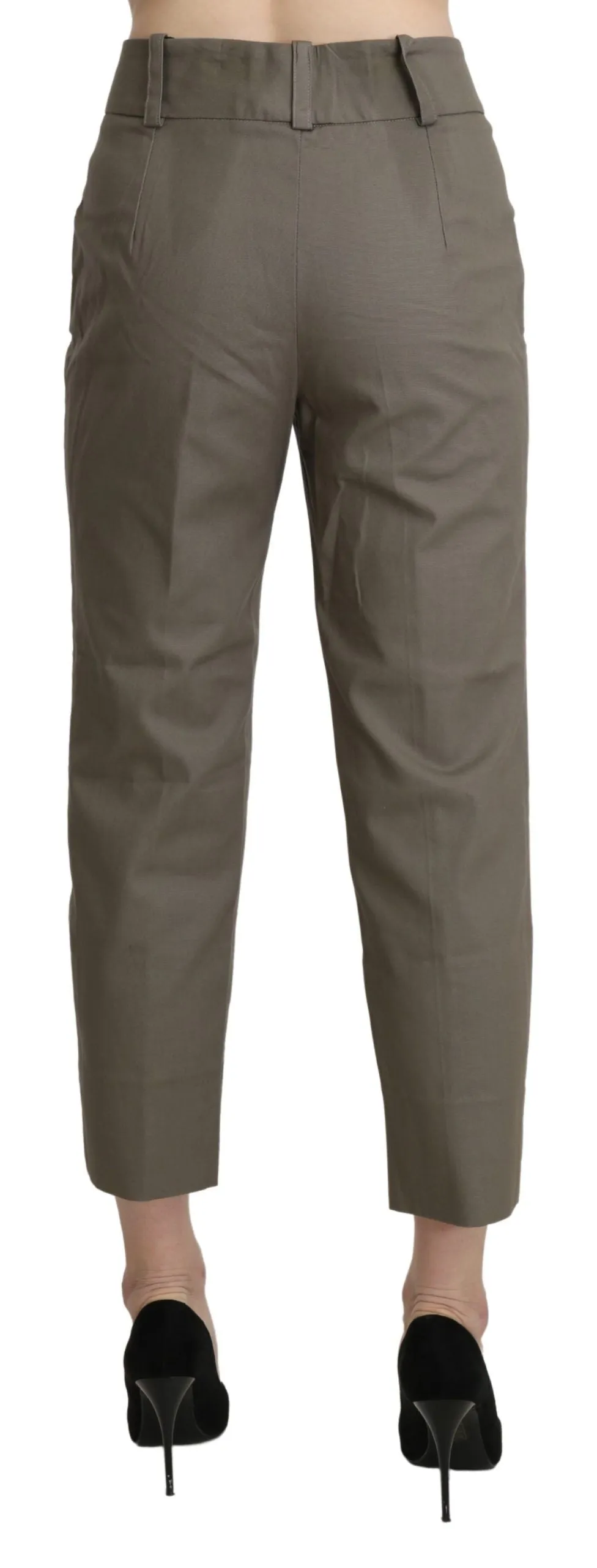 Elegant High Waist Cropped Pants in Gray