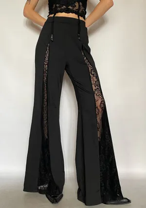 Elegant Lace Patchwork Flared Pants with Modern Edge
