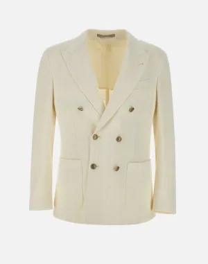 Eleventy Linen Cotton Blazer In Creamy White