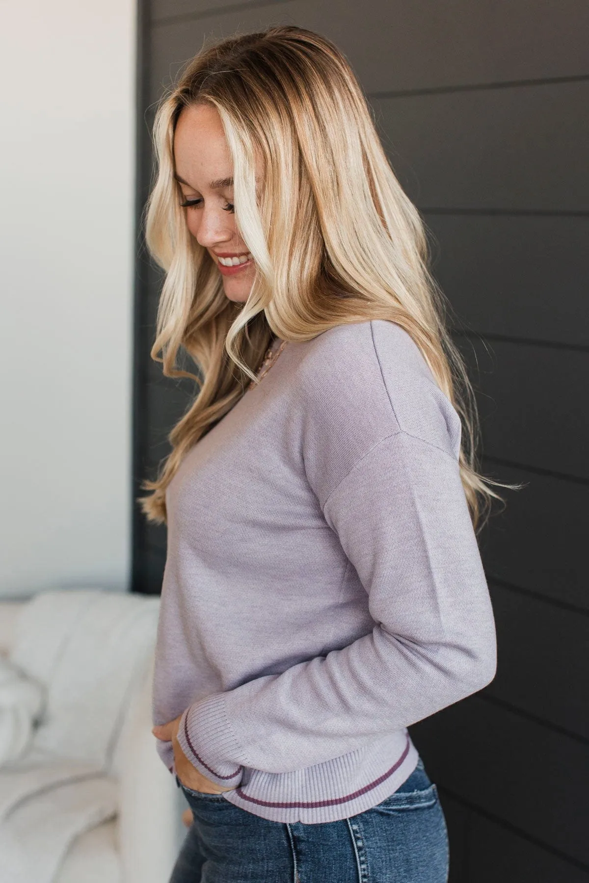Exclusive Thoughts Knit Sweater- Light Purple