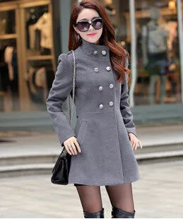 Fashion Trench Coat Women Stand-Collar Cashmere Coat Woman Slim Outerwear