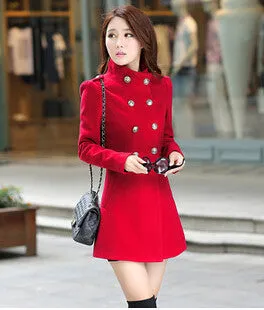 Fashion Trench Coat Women Stand-Collar Cashmere Coat Woman Slim Outerwear