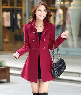 Fashion Trench Coat Women Stand-Collar Cashmere Coat Woman Slim Outerwear
