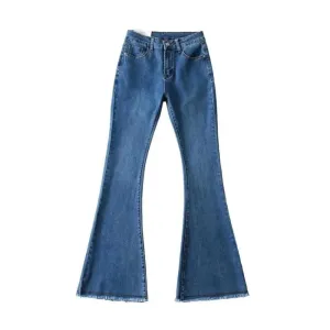 Fashionable women's trousers with a high waist, flared fit
