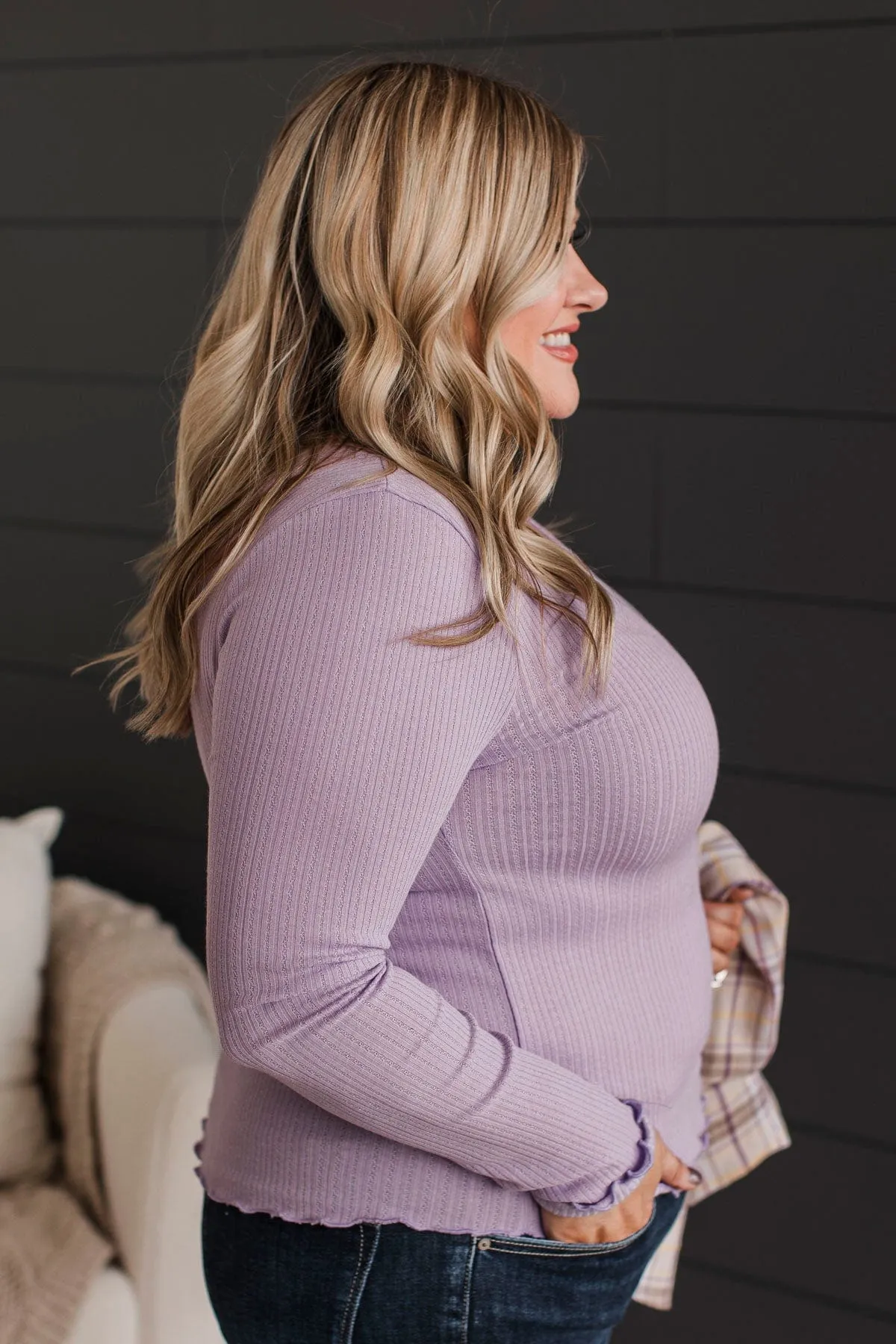 Feeling Elated Knit Top- Lavender