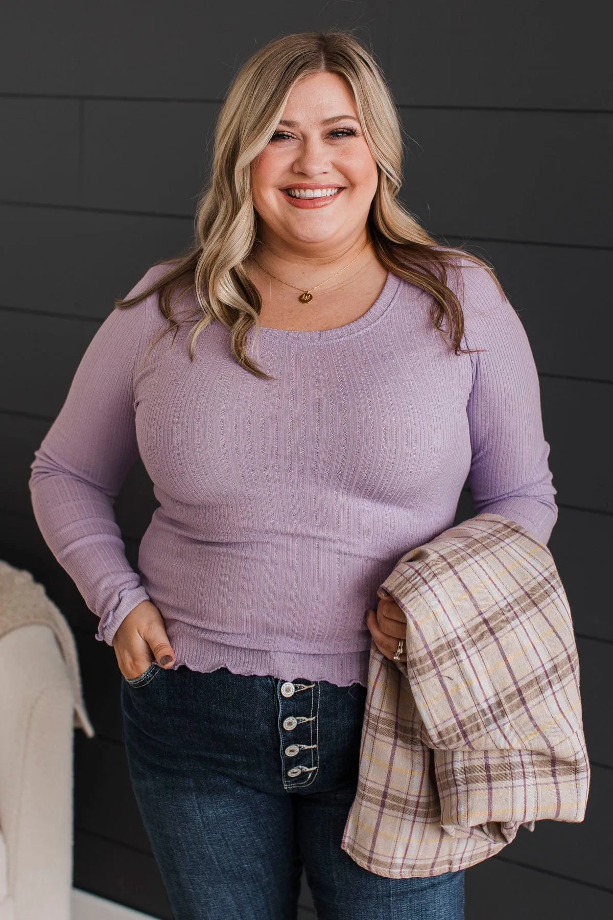 Feeling Elated Knit Top- Lavender