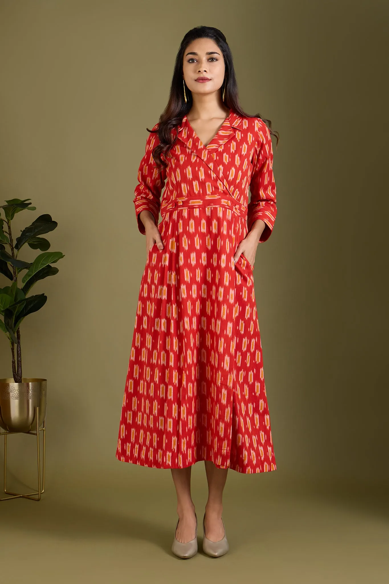 Fiery Sunlit Trails Long Trench Dress