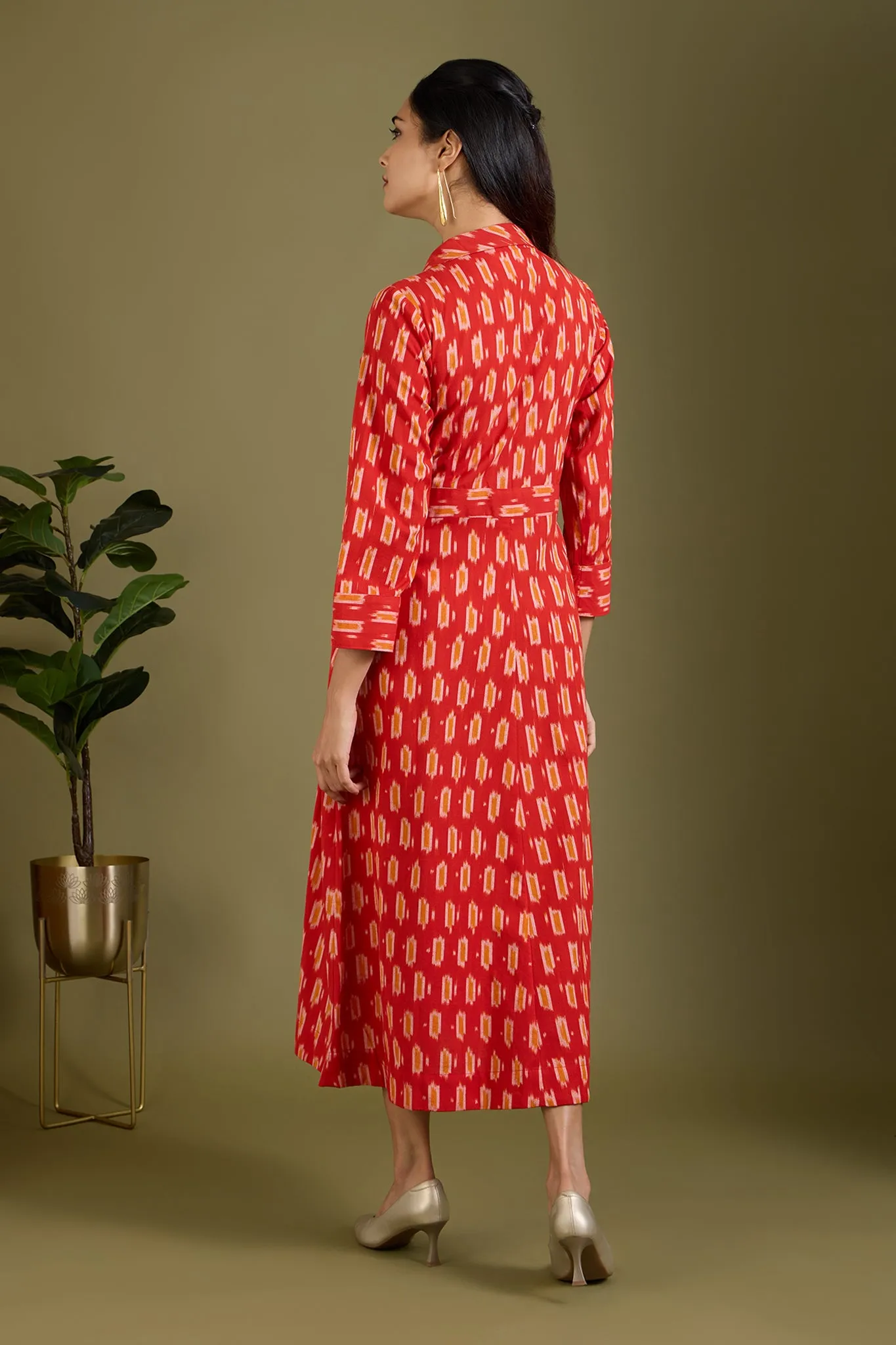 Fiery Sunlit Trails Long Trench Dress