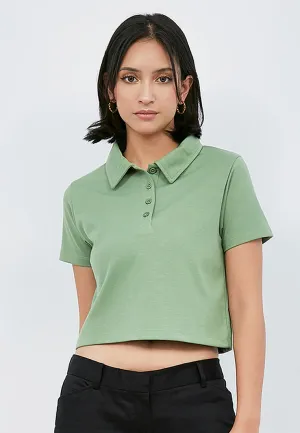 Fitted Crop Polo Shirt