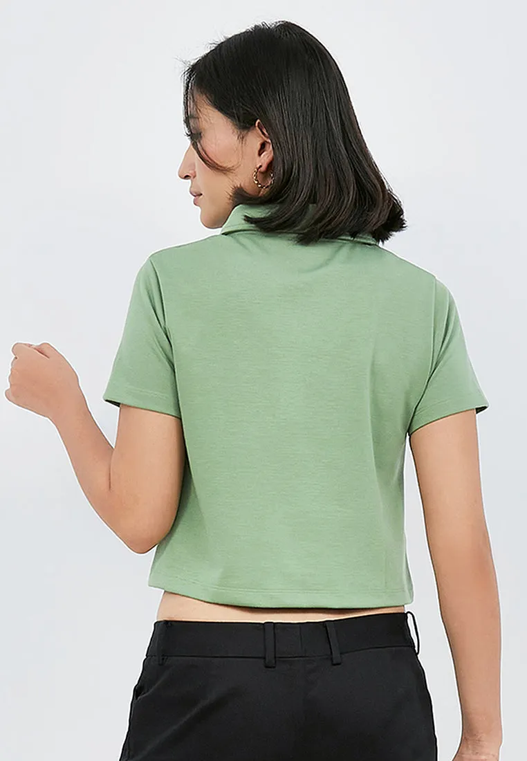 Fitted Crop Polo Shirt