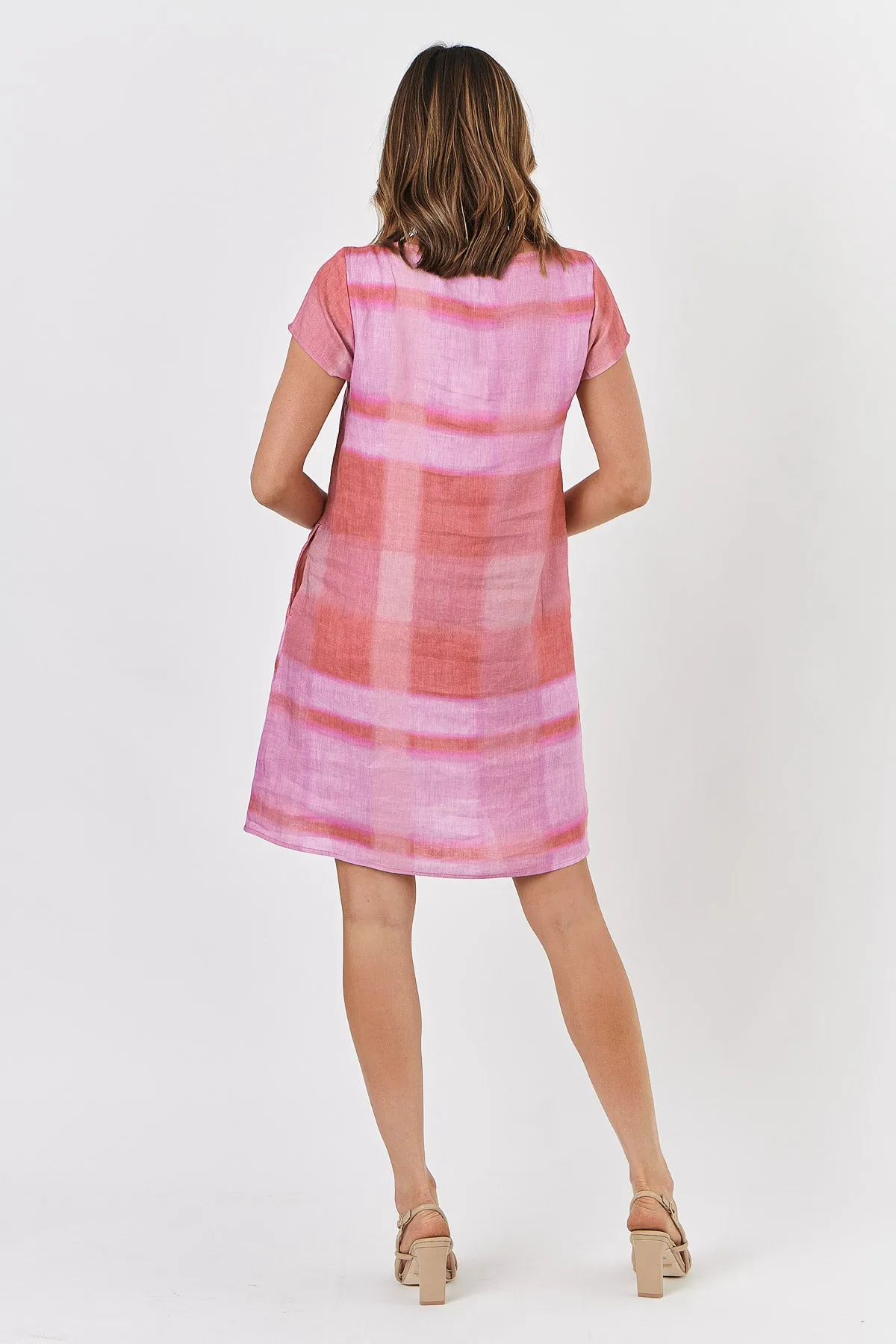 GA237 Linen Mini Shift Dress - Ombre