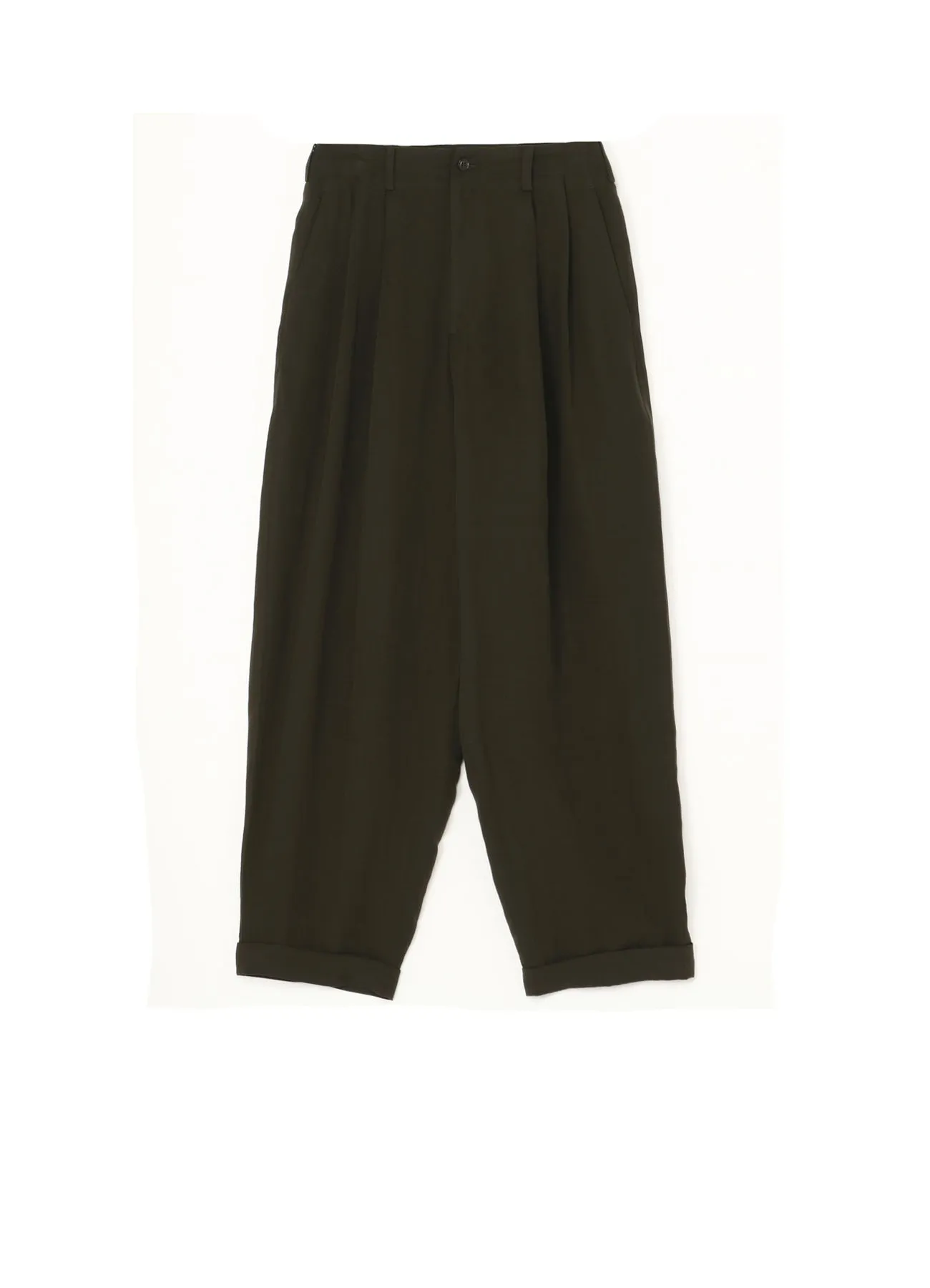 GARMENT-DYED CELLULOSE TWILL DOUBLE PLEATED CUFFED HEM PANTS