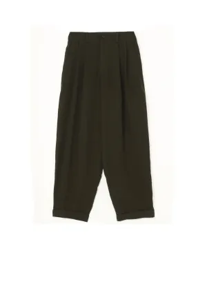 GARMENT-DYED CELLULOSE TWILL DOUBLE PLEATED CUFFED HEM PANTS