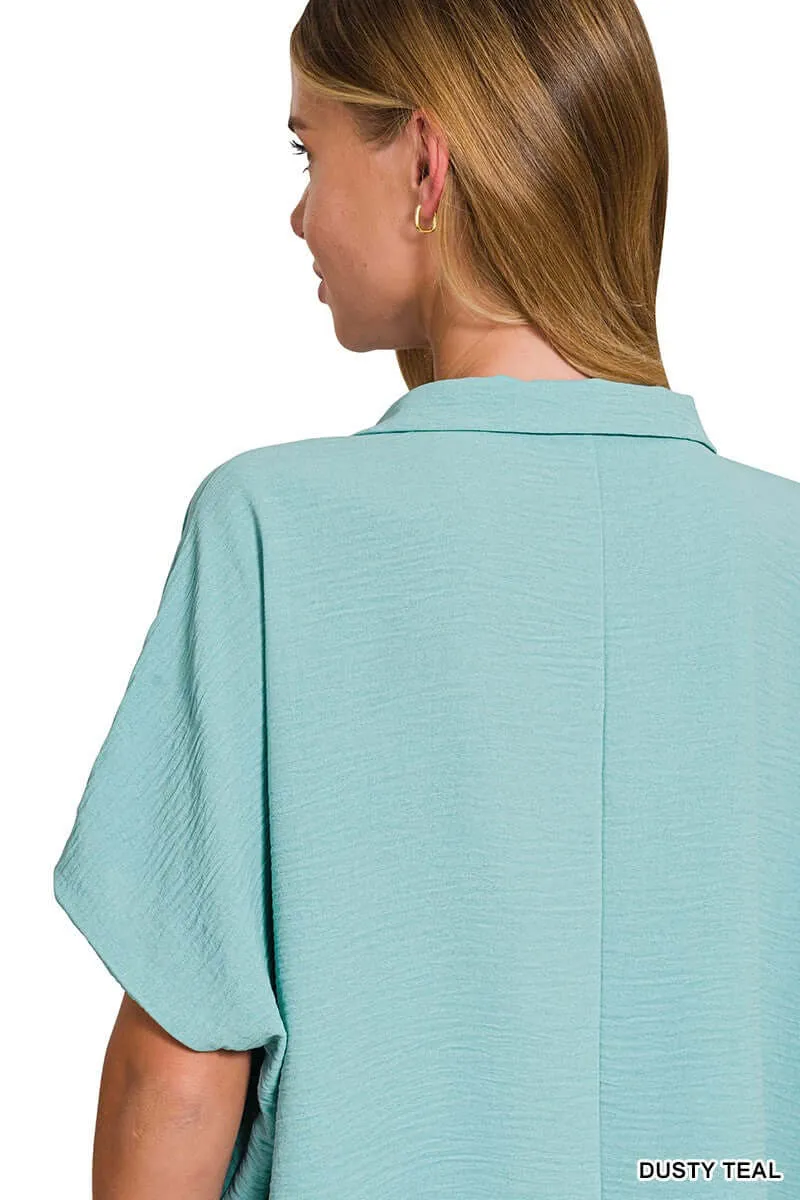 GENTLE BREEZE TOP - Zenana (dusty teal)