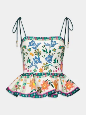 Ginger Floral-Print Linen Top