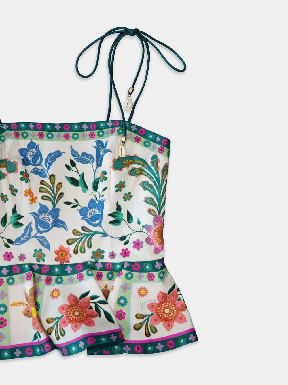 Ginger Floral-Print Linen Top