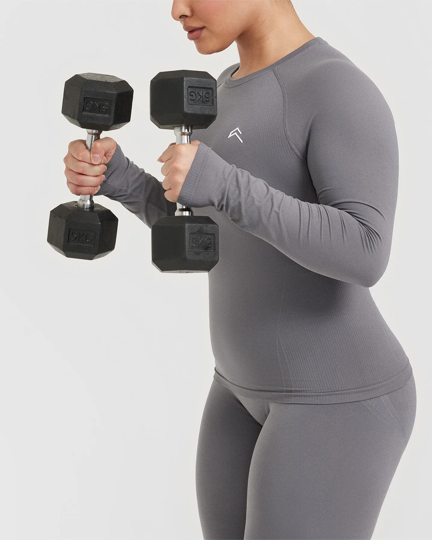 Go To Seamless Fitted Long Sleeve Top | Ash Grey