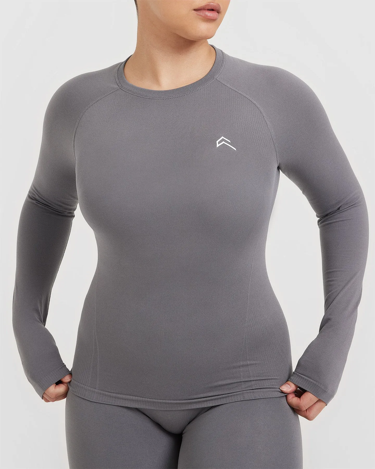 Go To Seamless Fitted Long Sleeve Top | Ash Grey