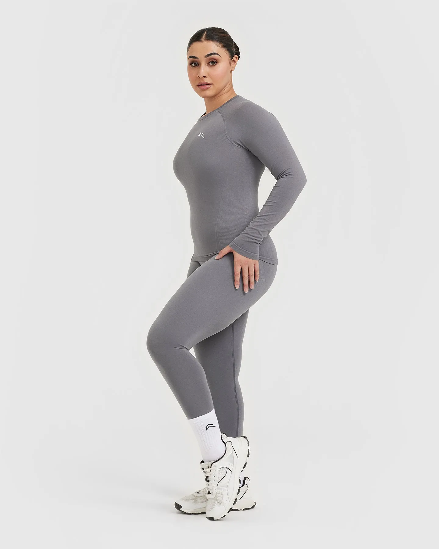 Go To Seamless Fitted Long Sleeve Top | Ash Grey
